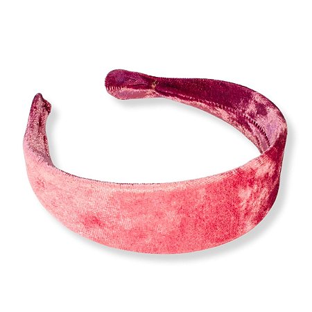 01 Arco Tiara Veludo Tabela 1 Larga Multicores Lisa Encapada 40mm