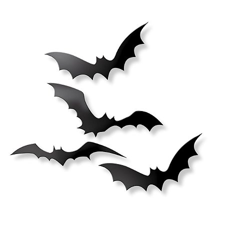 Kit 12 Morcego Plástico Colar Parede Simples Festa Halloween