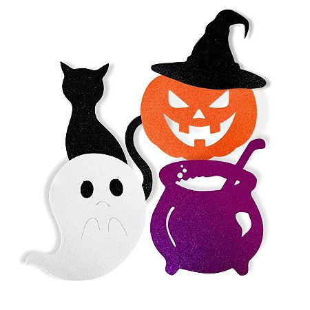 05 Enfeite Eva Glitter Halloween Mural Festa Terror 20cm