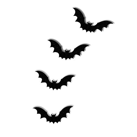 150 Mini Enfeite Morcego Eva Glitter Preto Halloween 2,5cm