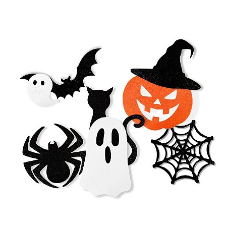 300 Mini Enfeite Halloween Glitter Eva Aplique Terror 2,5cm