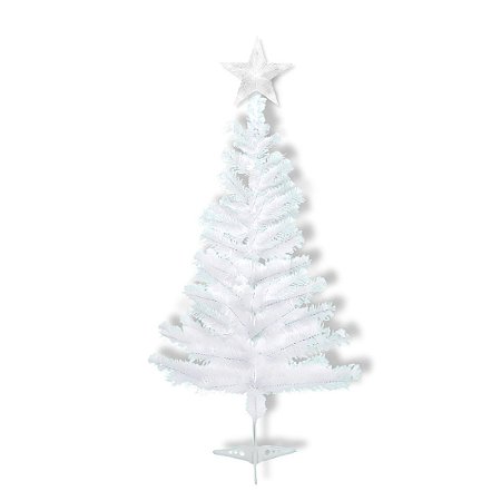 01 Arvore De Natal Branca Simples 90cm + Estrela Branca Lisa