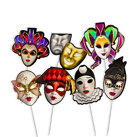 30 Enfeite Carnaval Palito Máscara pequena Decoração Festa