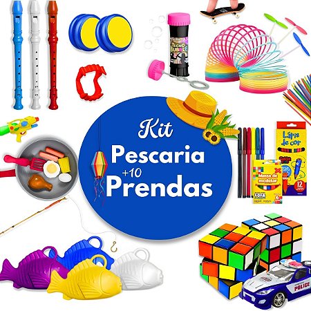 Kit Pescaria Festa Junina Pesca + 10 Prendas Brinquedos