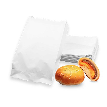 300 Saco Saquinho Papel Lanche Hamburgão Festa Branco 12x14
