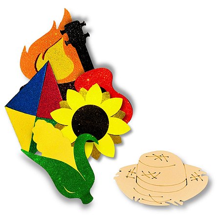 Kit 300 Enfeite EVA Decoração Festa Junina Variados 6,0cm