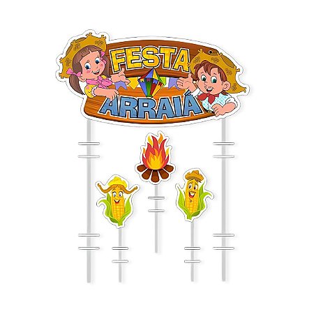 24 Topo Bolo Festa Junina Enfeites Palitinho Docinhos Topper