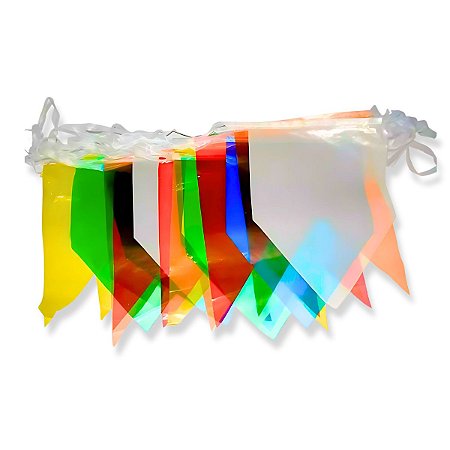 03 Bandeira Festa Junina Bandeirola Plástica Colorida 10m