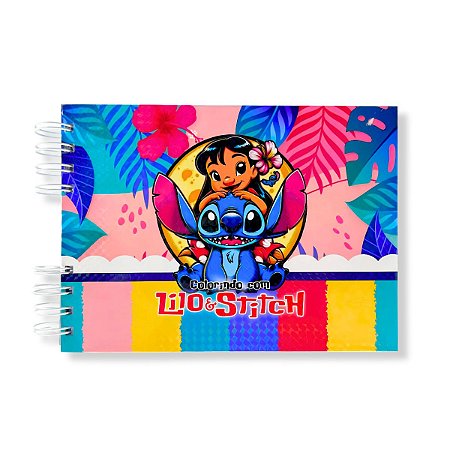 01 Livro De Colorir Lilo Stitch Capa Dura Holográfica Pintar