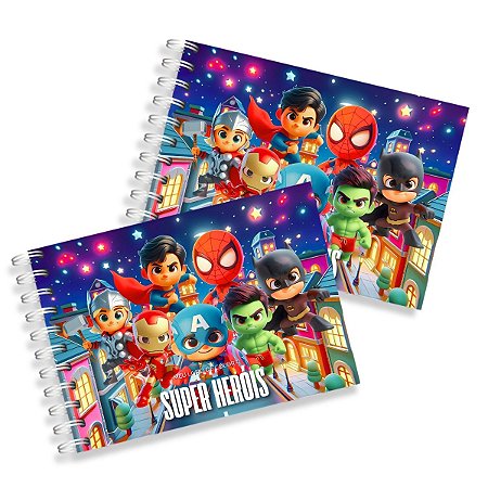 03 Livro Super Heróis Colorir Capa Dura Folha 180g Caderno