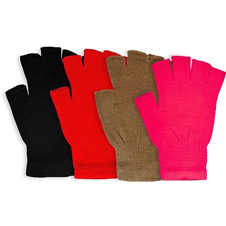 03 Par de Luva Sem Dedo Feminino Inverno Frio Variada
