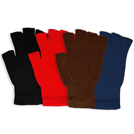 03 Par de Luva Sem Dedo Masculino Inverno Frio Acessório