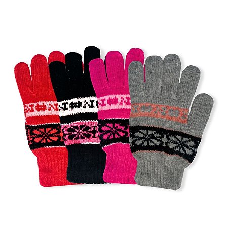 06 Par De Luva Peruana Estampada Feminino Variadas Inverno