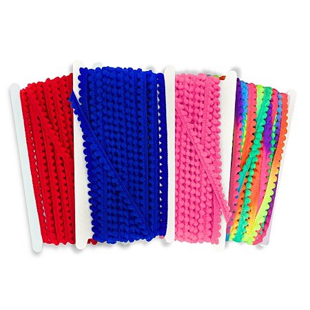 25 Metros Pom Pom Fita Grelot Artesanato 10mm Poliéster Tabela 01