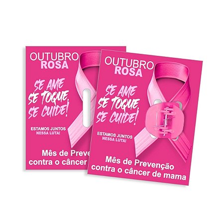 Kit 10 Cartão Presilha Outubro Rosa Lembrancinha Piranha