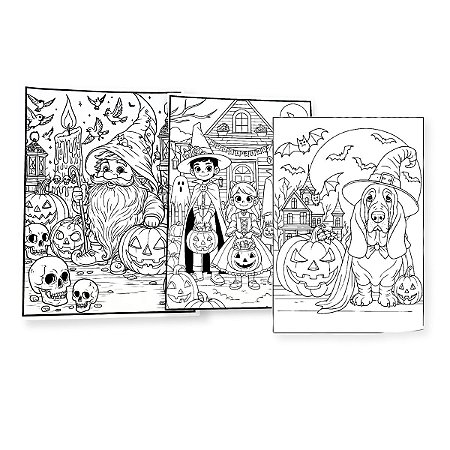 Kit 03 Pacotes com 08 Desenhos Halloween Colorir Lembrancinhas