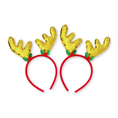 Kit 03 Tiara Natal Alce Acessório Rena Festa Natalina