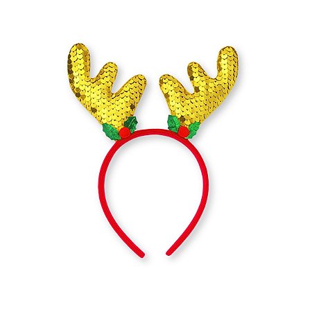01 Tiara Natal Alce Acessório Rena Festa Natalina