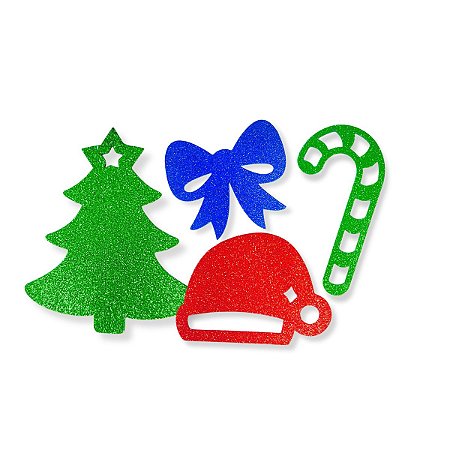 50 Aplique Eva Mini Enfeite Decoração Natal 6,0cm Sortidos