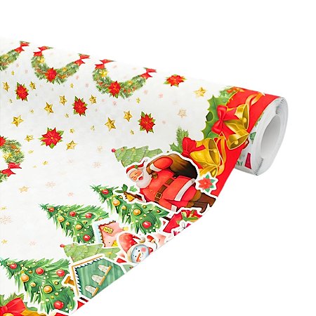 TNT Estampado Natal Decoração 1,40 x 50 Metros Mesa Parede