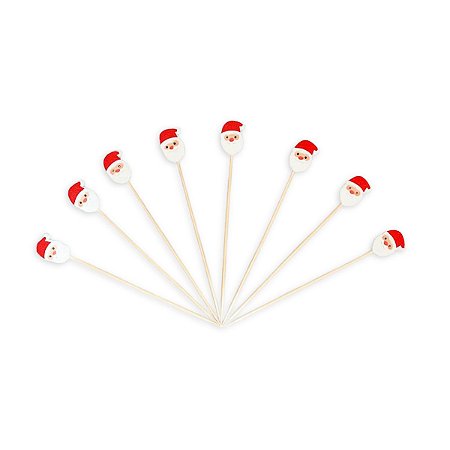 Kit 12 Palitos Petisco Rosto Papai Noel Decoração Natalina