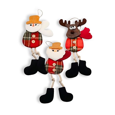 Kit 12 Enfeite Boneco Pendurar Decorar Árvore Natal Variados