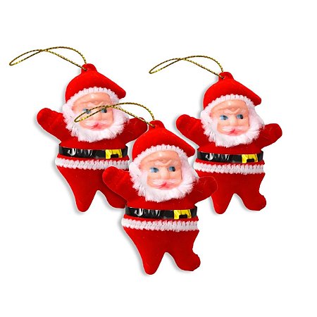 Kit 06 Enfeite Pendurar Papai Noel Vermelho Árvore De Natal