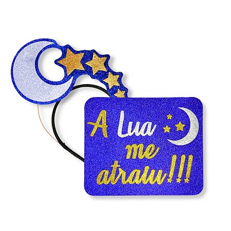 01 Tiara + Plaquinha Lua Acessório Fantasia Festa Carnaval