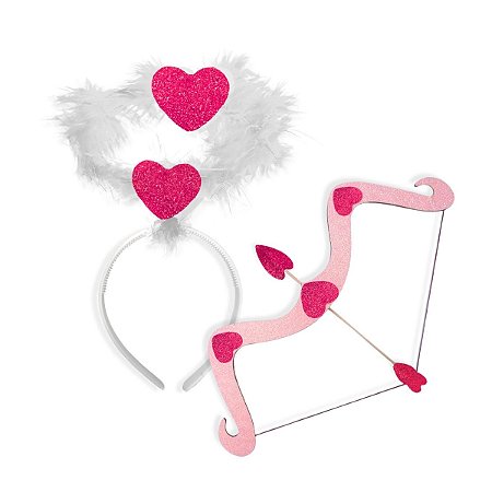 Fantasia Cupido Rosa Arco + Tiara Carnaval Halloween Festa