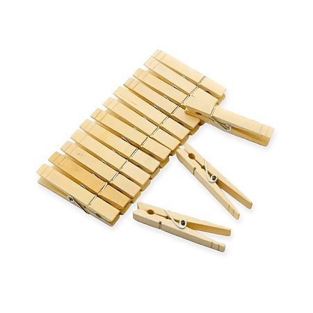 12 Prendedor Pregador De Roupa Madeira