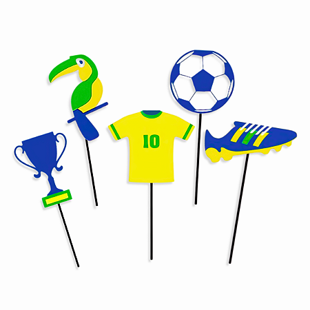 60 Topper variados Brasil Copa Do Mundo Decoração Para Bolo