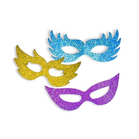 50 Aplique 10cm Máscara Eva Enfeite Carnaval Festa Decoração