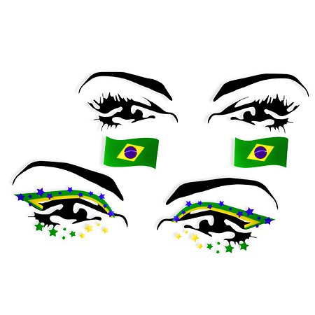03 Adesivos Decorativos Rosto Brasil Torcedor Copa Mundo Jogo