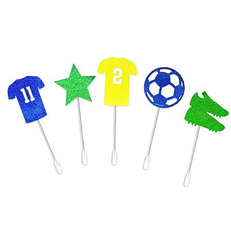 Kit 30 Enfeite Topper Doces Copa Mundo Brasil Festa Palito