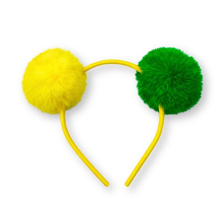 01 Tiara Pompom pelúcia Copa Mundo Brasil Cabelo Arco 70mm