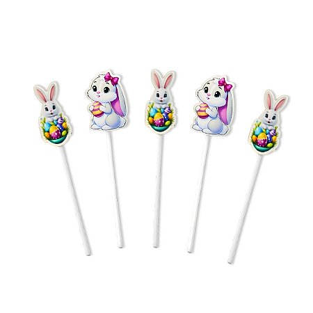 10 Enfeite Palito Coelho Topper Bolo Festa Decoração Páscoa