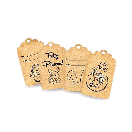 100 Tags Decoração Coelho Lembrancinha Páscoa Enfeite Kraft + Fio Juta