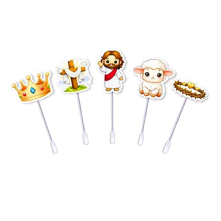 Kit 10 Palitos Páscoa Cristã doces temático enfeite Topper