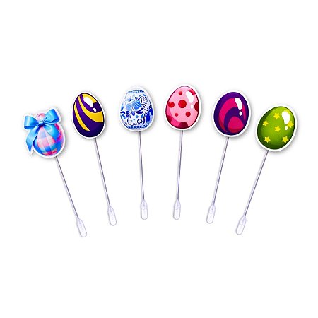 Kit 30 Topper Palito Páscoa Ovinho Sortido Decoração Enfeite