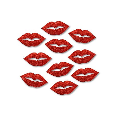 50 Aplique Lábios Boca Dia Mães/Namorados Enfeite Amor 3,5cm