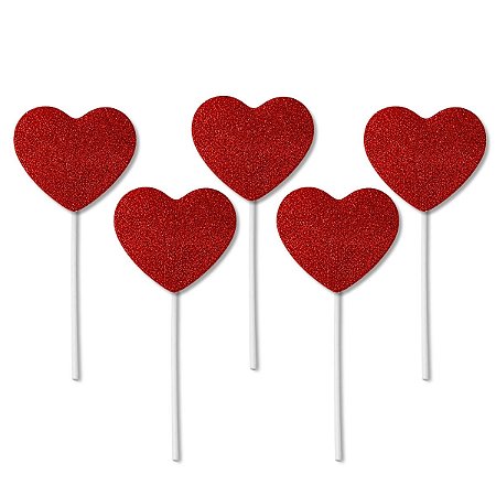10 Topper Dia Mães/Namorados Coração Decoração Amor Bolo EVA