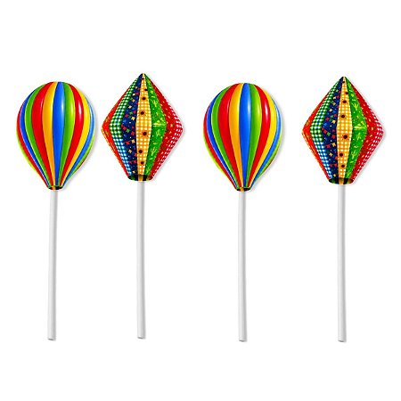 Topper Bolo Balões Coloridos Festa Junina Decoração Decorar