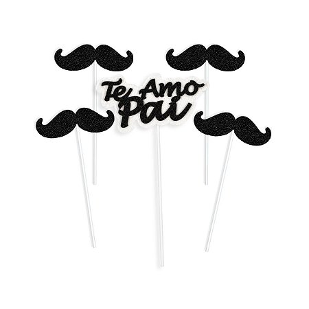 Topper Bolo Te Amo Pai Palito Decorativo Mesa Dia Dos Pais