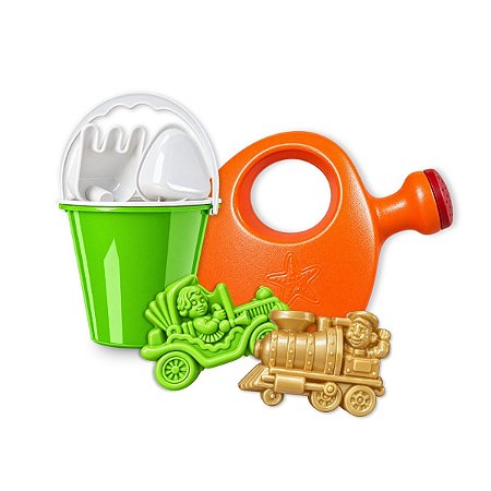 Kit Balde De Areia + Regador Brinquedo Diversão Dia Das Crianças Praia