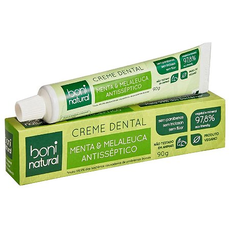 Creme Dental Vegano e Natural Menta e Melaleuca sem Flúor 90g Boni Natural