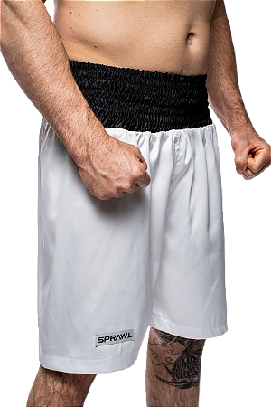 Calção de boxe profissional masculino branco com preto