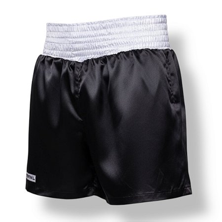Calção de boxe profissional masculino preto com branco