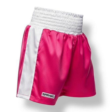 Calção de boxe profissional feminino pink com branco