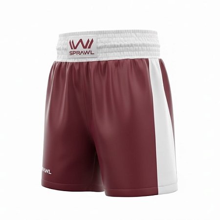 Calção de boxe profissional masculino vinho com branco