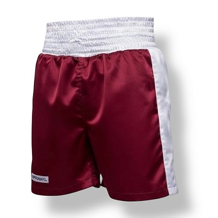 Calção de boxe profissional masculino vinho com branco